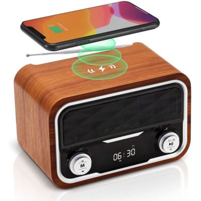 Rmbk Enterprise Wooden Digital Led Alarm Clock With Bluetooth Speaker