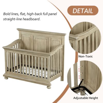 Simplie Fun Traditional Farmhouse Style 4-In-1 Full Size Convertible Crib - Converts To Toddler Bed, Dayb