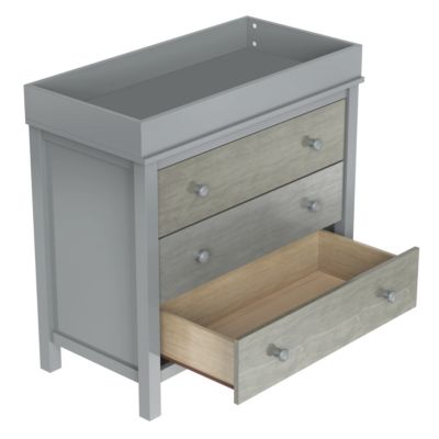 Simplie Fun 3-Drawer Changer Dresser With Removable Changing Tray, Gray, Standard -  1246867808734
