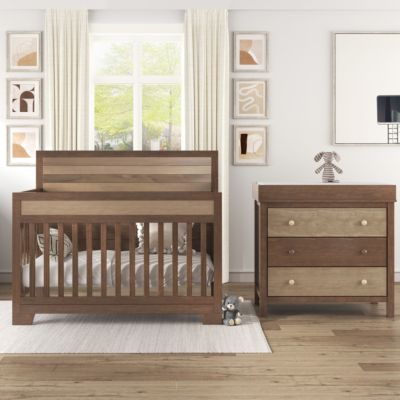 Simplie Fun 3 Pieces Nursery Sets Baby Crib And Changer Dresser With Removable Changing Tray Bedroom Sets