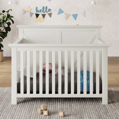 Simplie Fun Rustic Farmhouse Style 4-In-1 Convertible Baby Crib - Converts To Toddler Bed, Daybed And Ful, White, Standard -  1246867805733