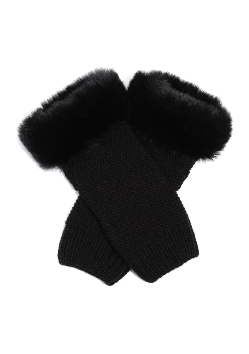 Chunky Arm Warmers with Faux Fur