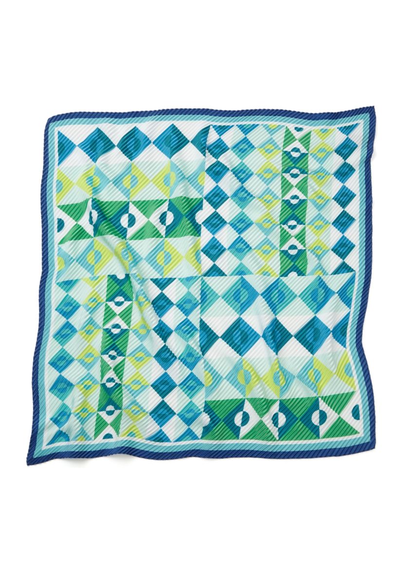 Mosaic Geo Pleated Diamond Scarf 