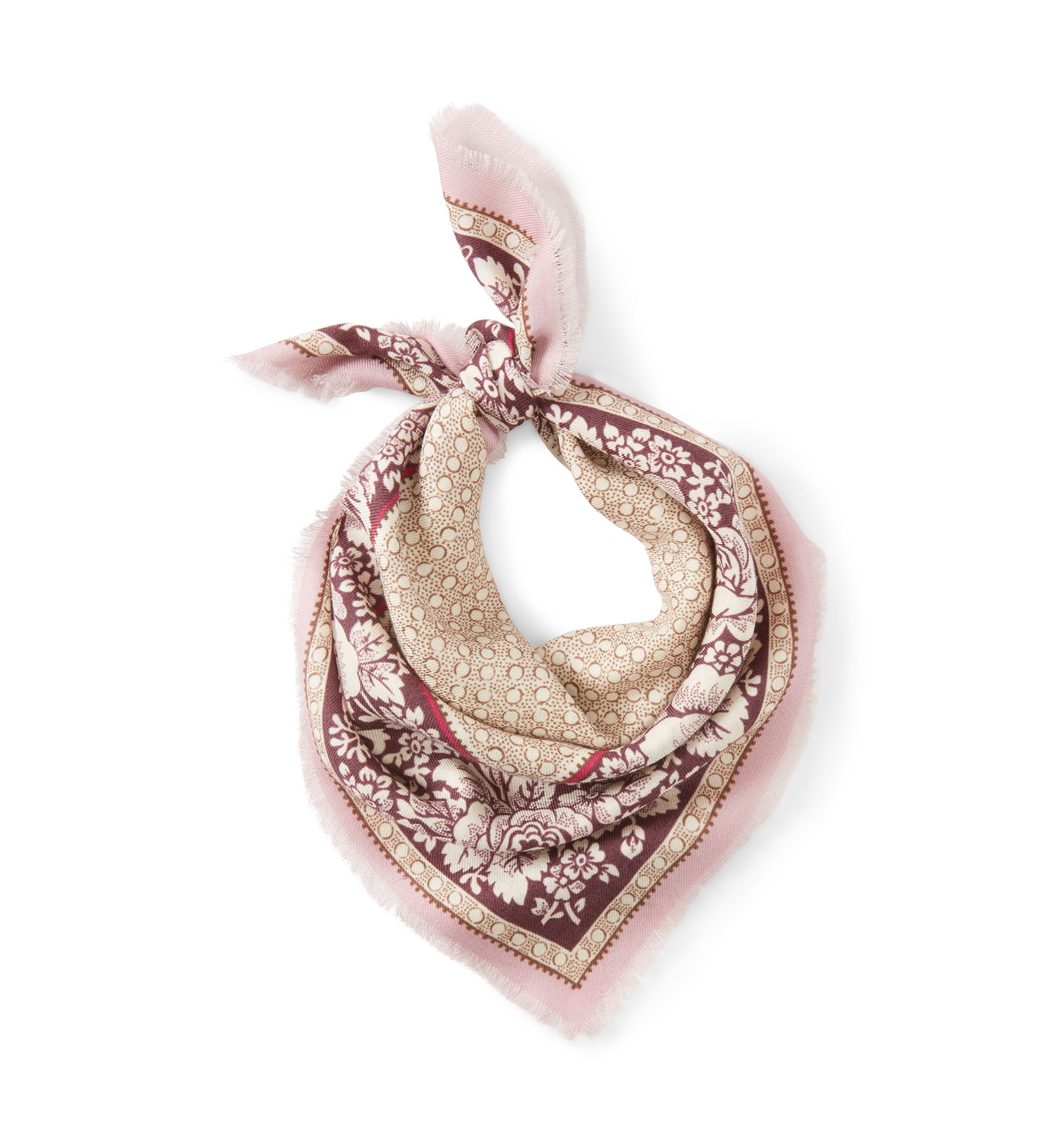 Vintage Floral Dot Wool Bandana Scarf