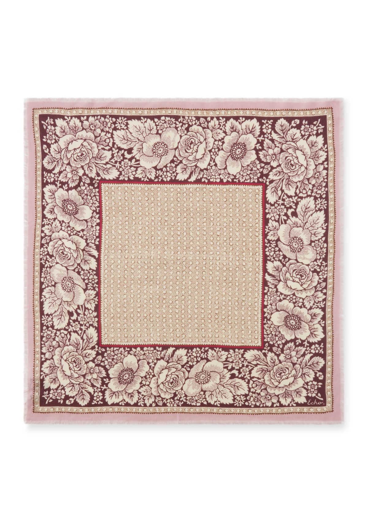 Vintage Floral Dot Wool Bandana Scarf