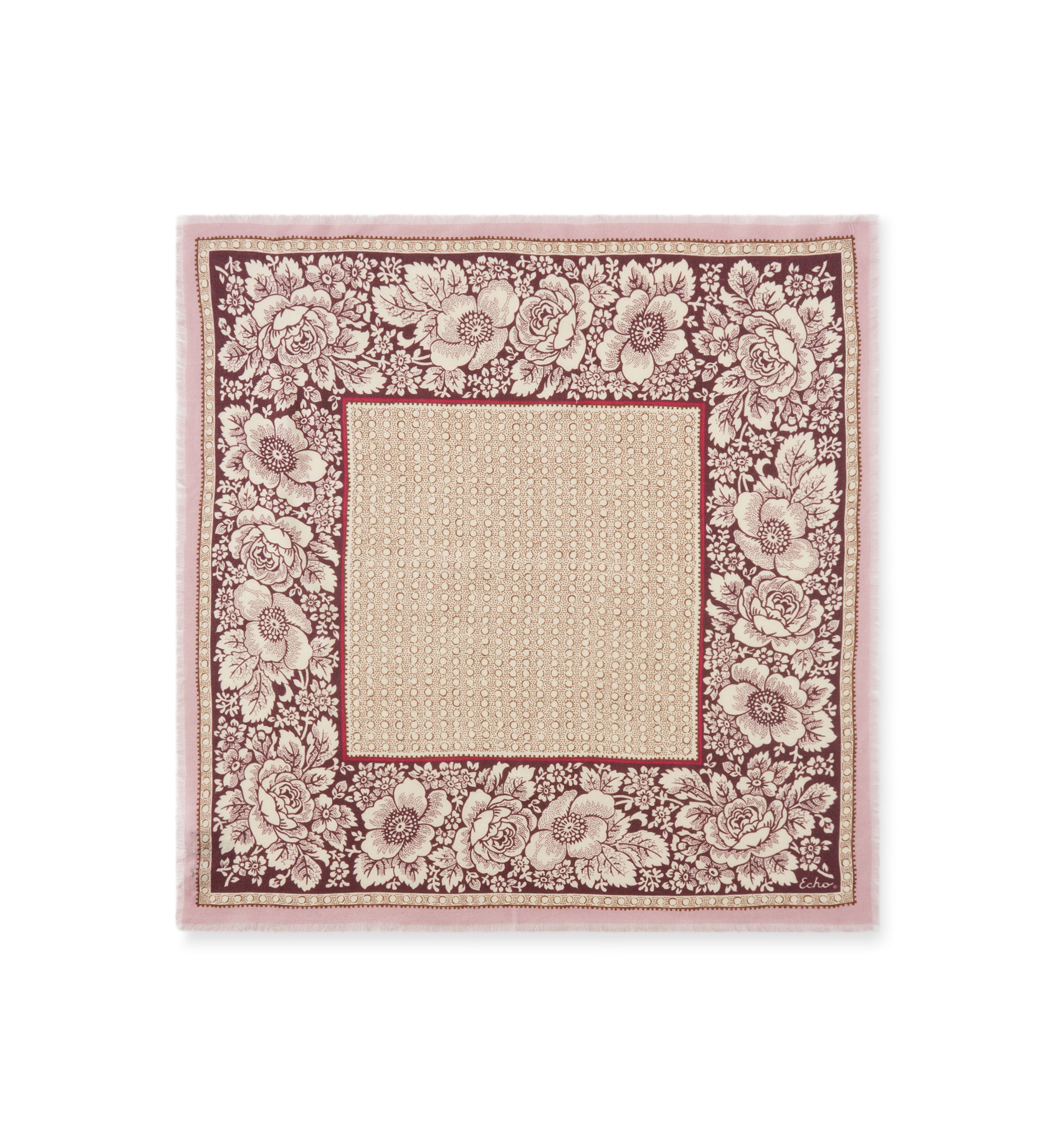 Vintage Floral Dot Wool Bandana Scarf