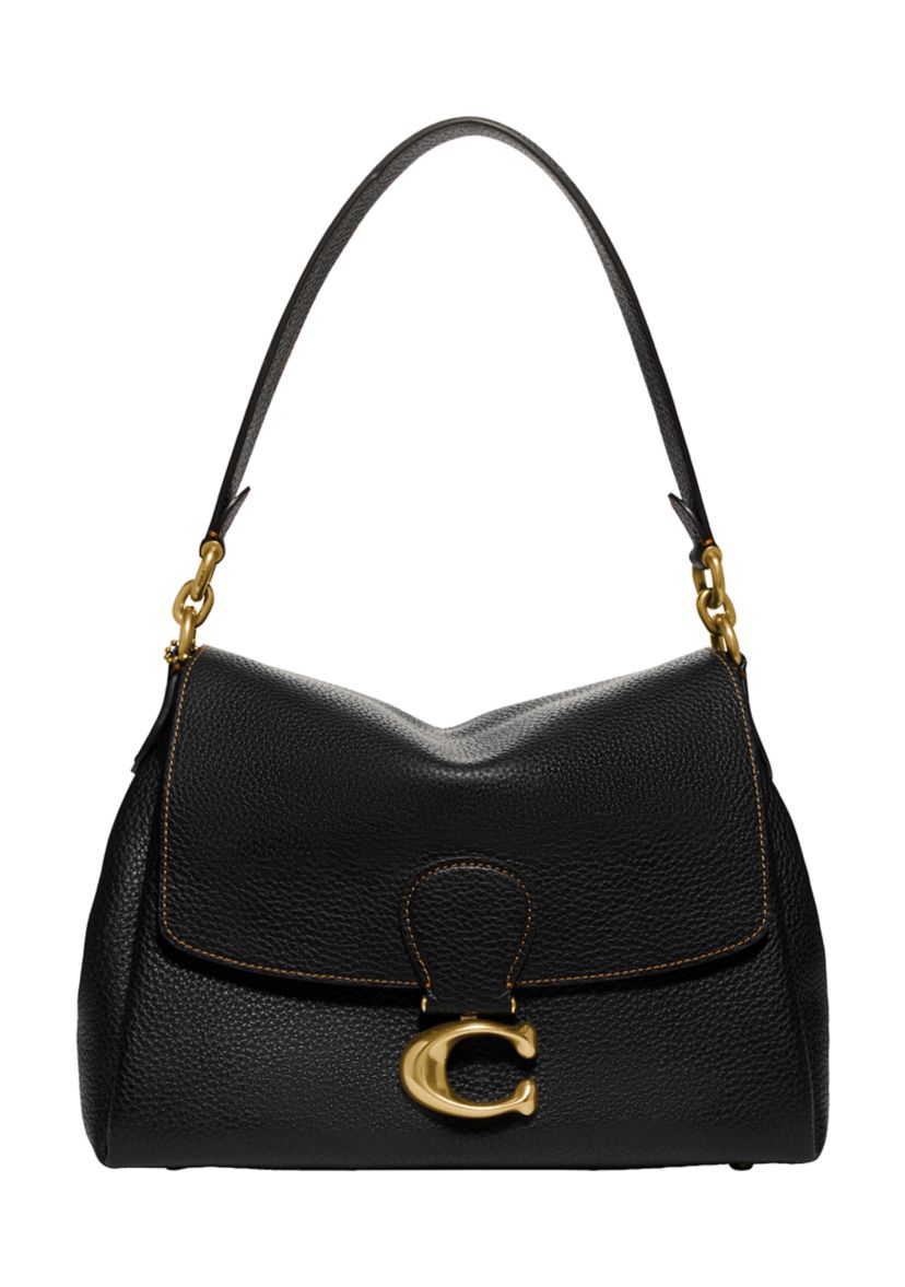 Soft Pebble Leather May Shoulder Bag 