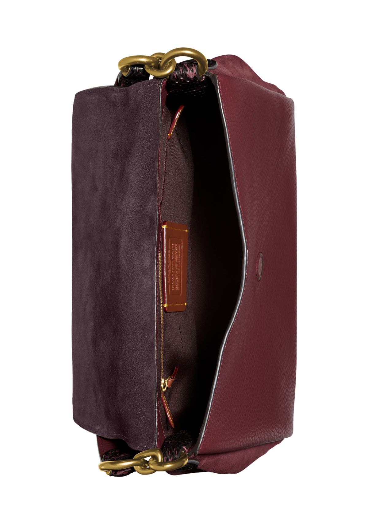 Mixed Leather with Snake Trim May Shoulder Bag 