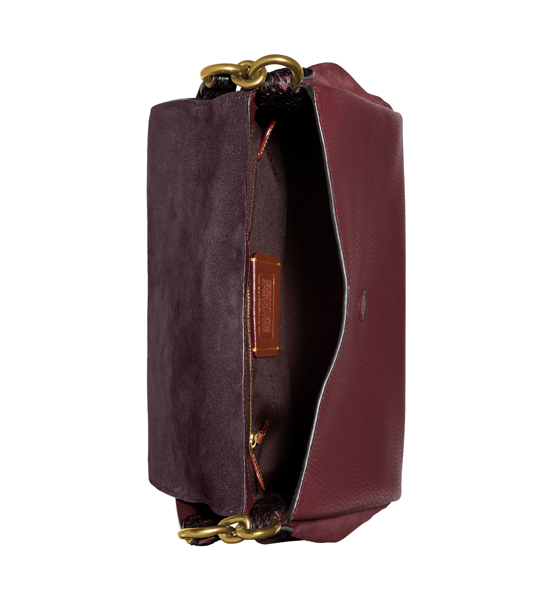 Mixed Leather with Snake Trim May Shoulder Bag 