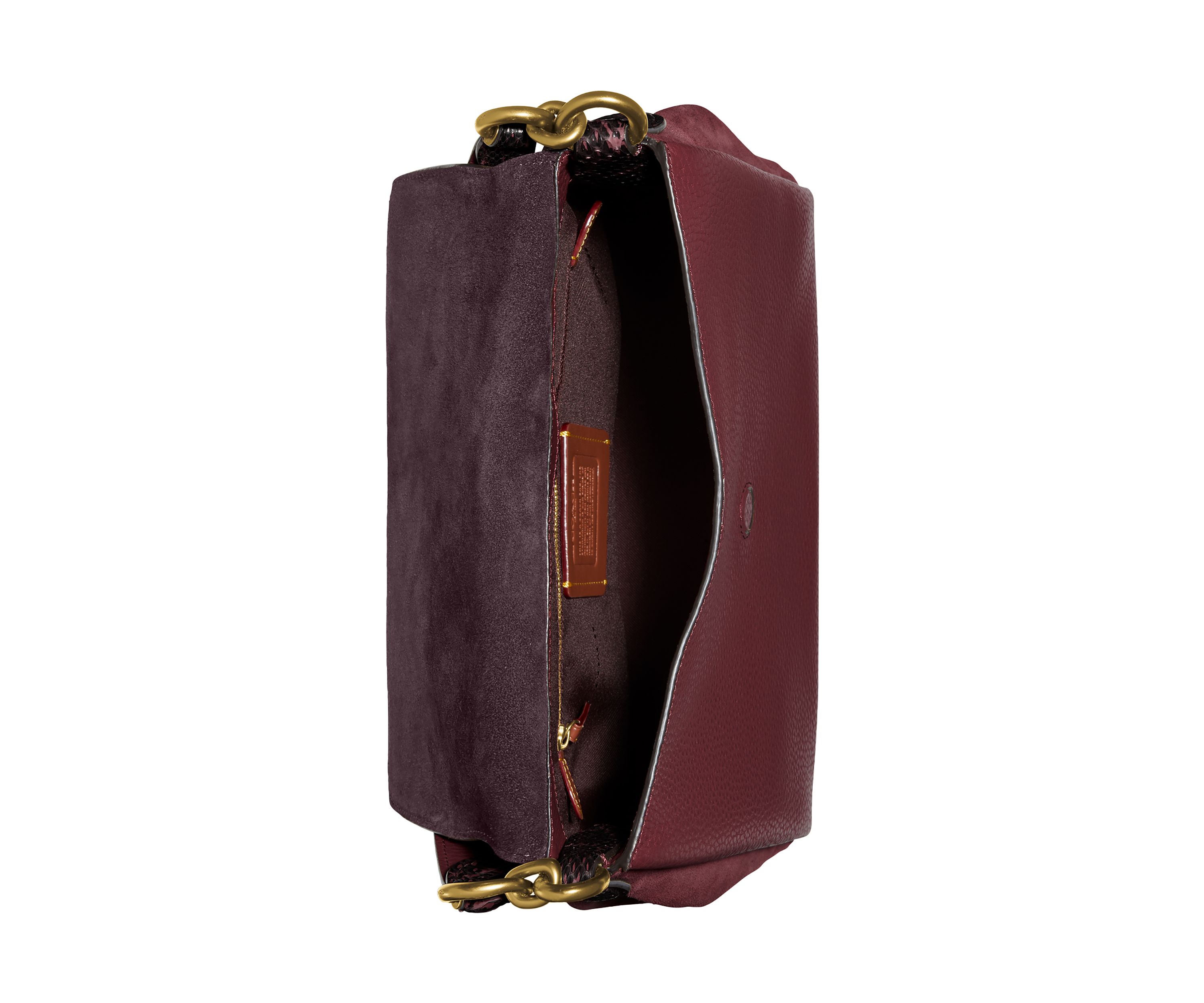 Mixed Leather with Snake Trim May Shoulder Bag 