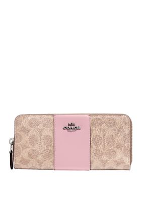 COACH COLORBLOCK COATED CANVAS SIGNATURE SLIM ACCORDION ZIP –