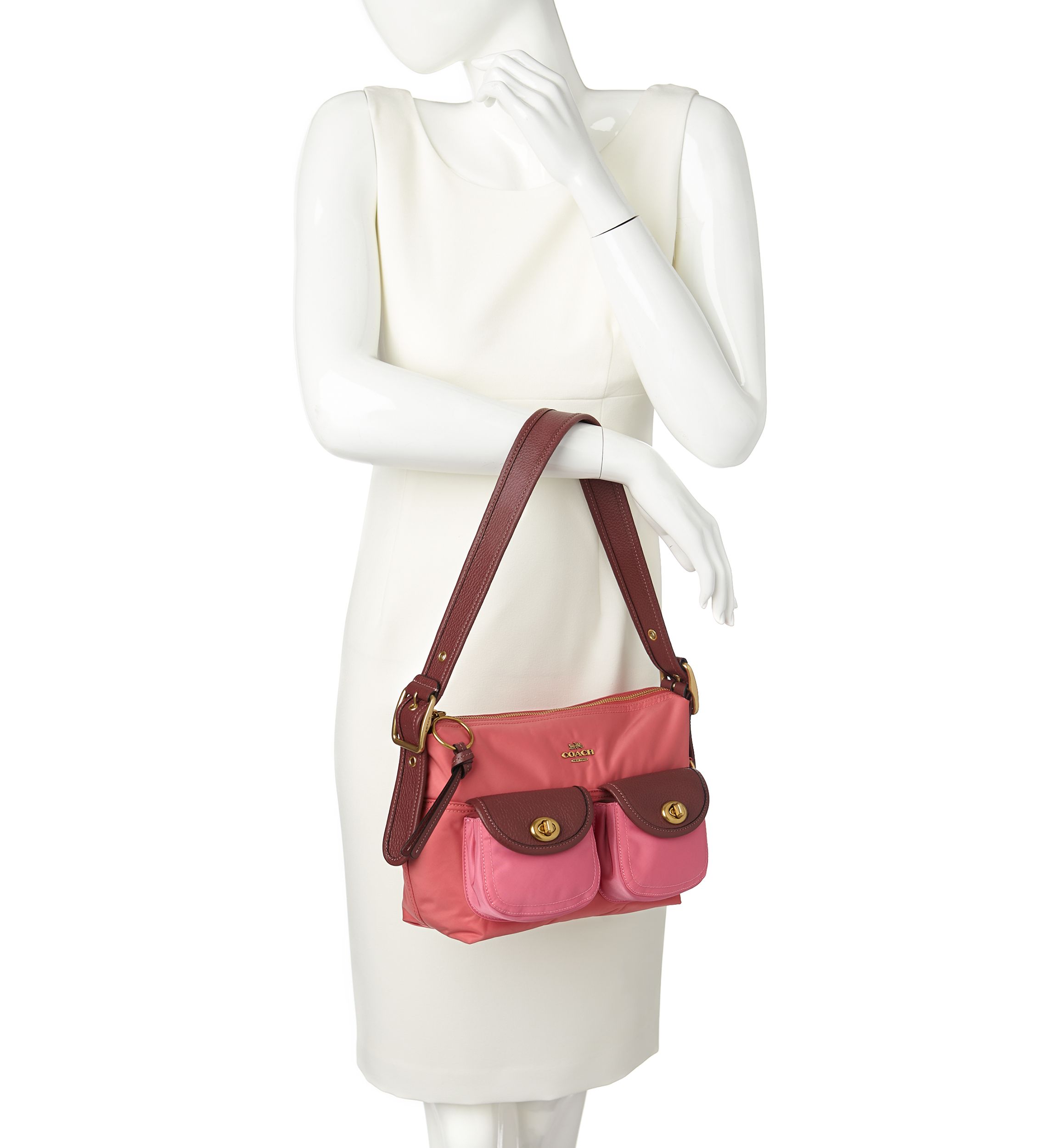 Colorblock Nylon Cargo Shoulder Bag 