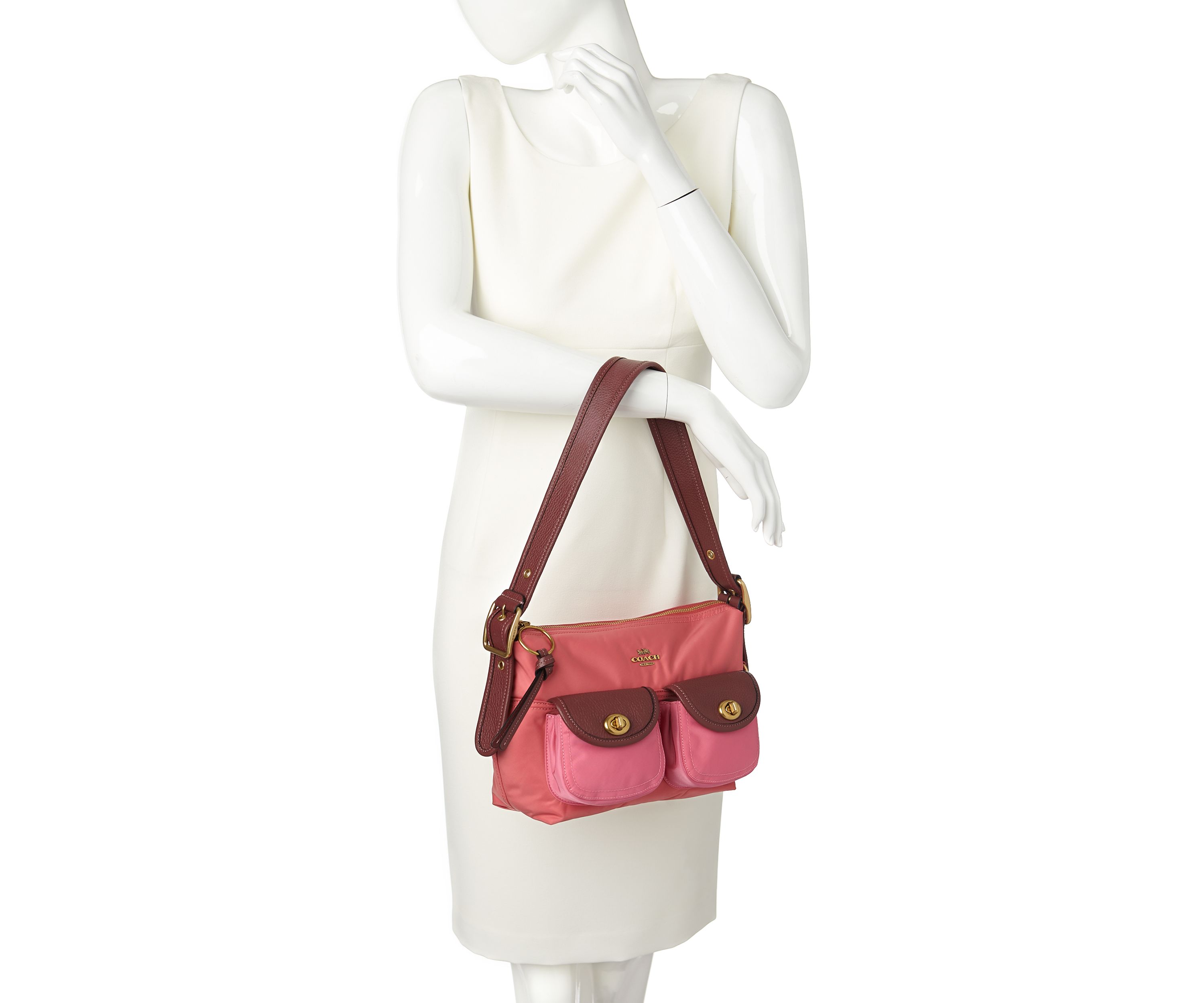 Colorblock Nylon Cargo Shoulder Bag 
