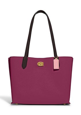 Coach Willow Tote In Color Block With Signature Coated Canvas -  0196395099696