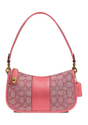 coach swinger bag in signature jacquard brown