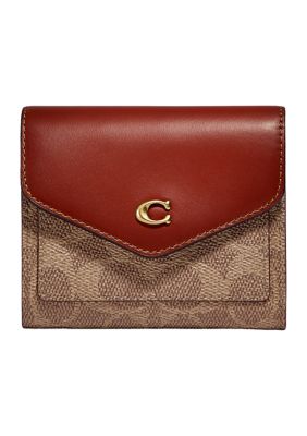 COACH Women's Wyn Small Wallet in Color Block Signature Canvas, Tan -  0195031184161