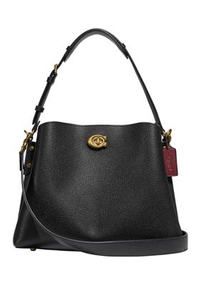 COACH Polished Pebble Leather Willow Shoulder Bag, Black -  0195031197024