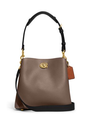 COACH Willow 24 Beige Colorblock Gold Tone Leather Tote Bag