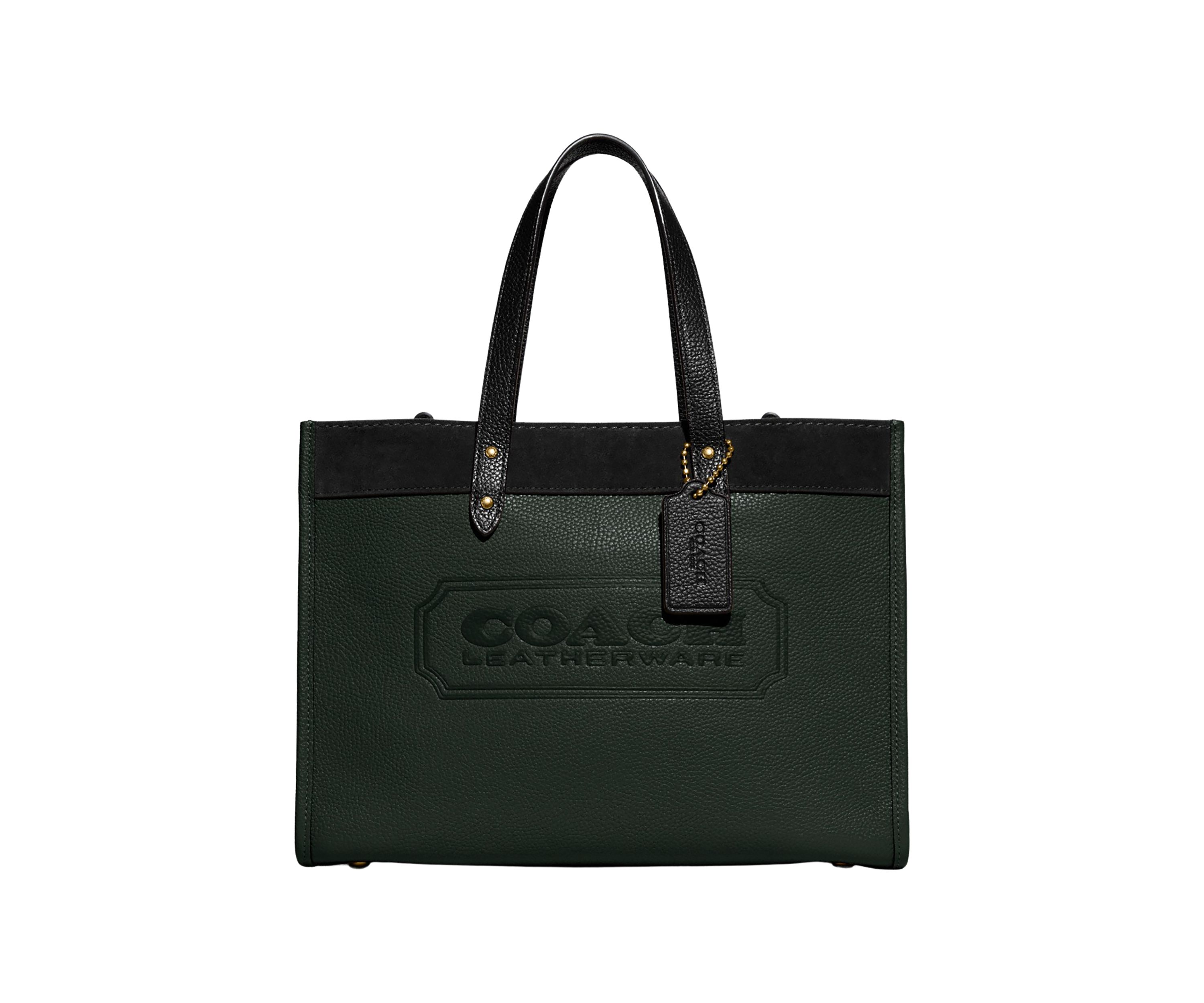 Field Tote in Color Block Leather with Badge