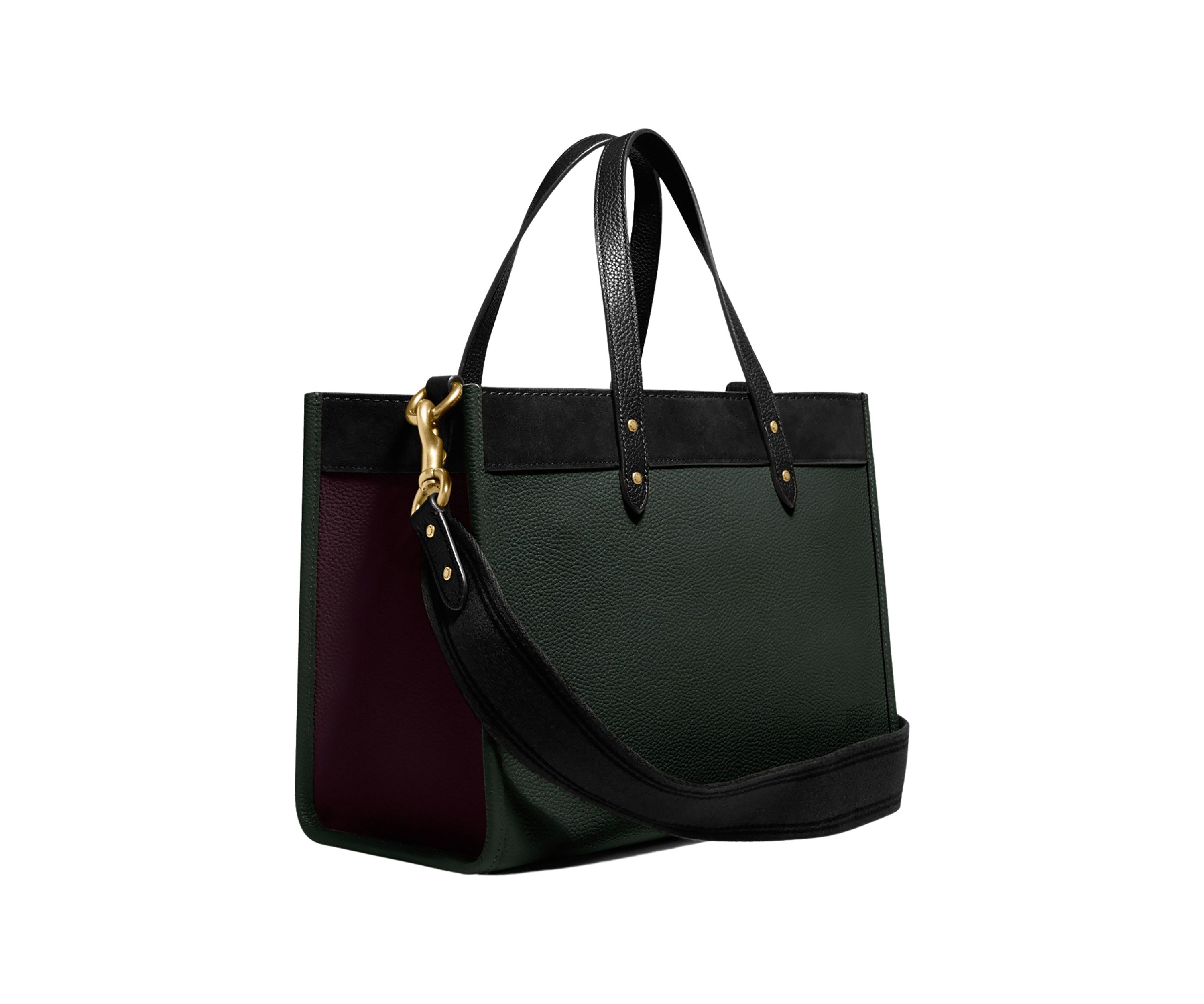 Field Tote in Color Block Leather with Badge
