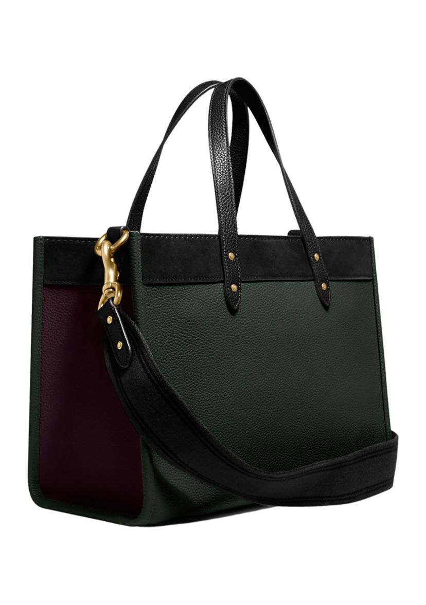 Field Tote in Color Block Leather with Badge