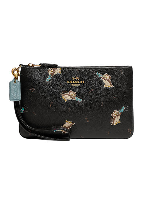 COACH Boxed Small Wristlet with Musical Owls Print