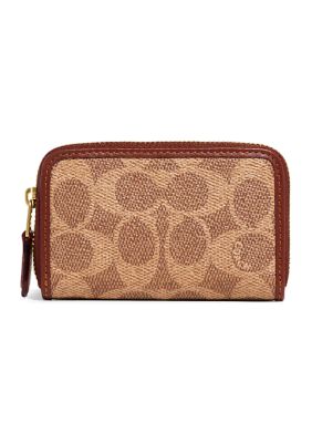 Coach Women's Coated Canvas Signature Small Zip Around Card Case