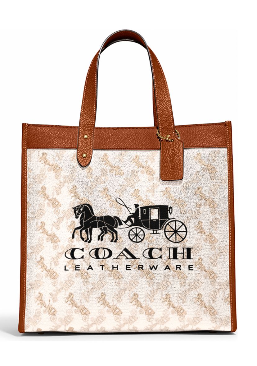 Field Tote with Horse and Carriage Print and Carriage Badge
