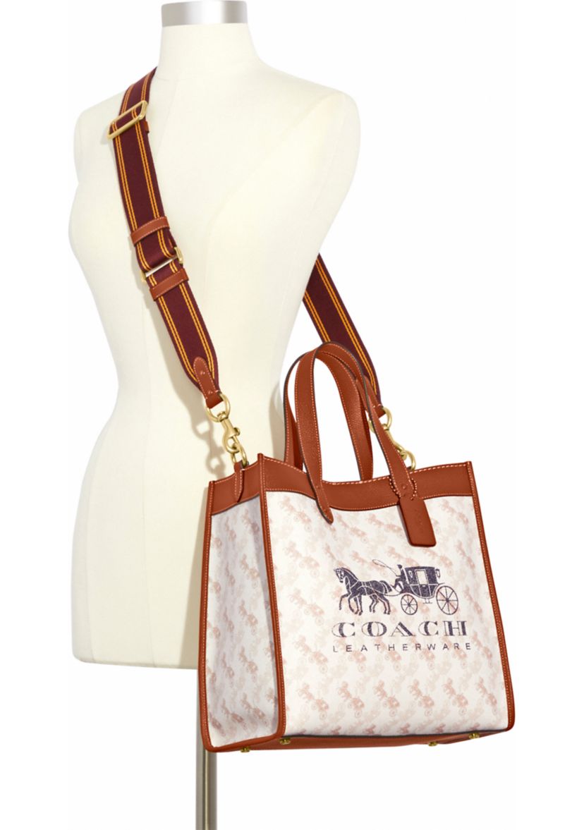 Field Tote with Horse and Carriage Print and Carriage Badge
