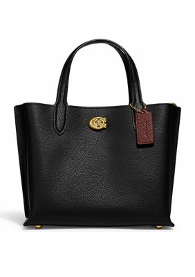 Coach Polished Pebble Leather Willow Tote, Black -  0195031486692