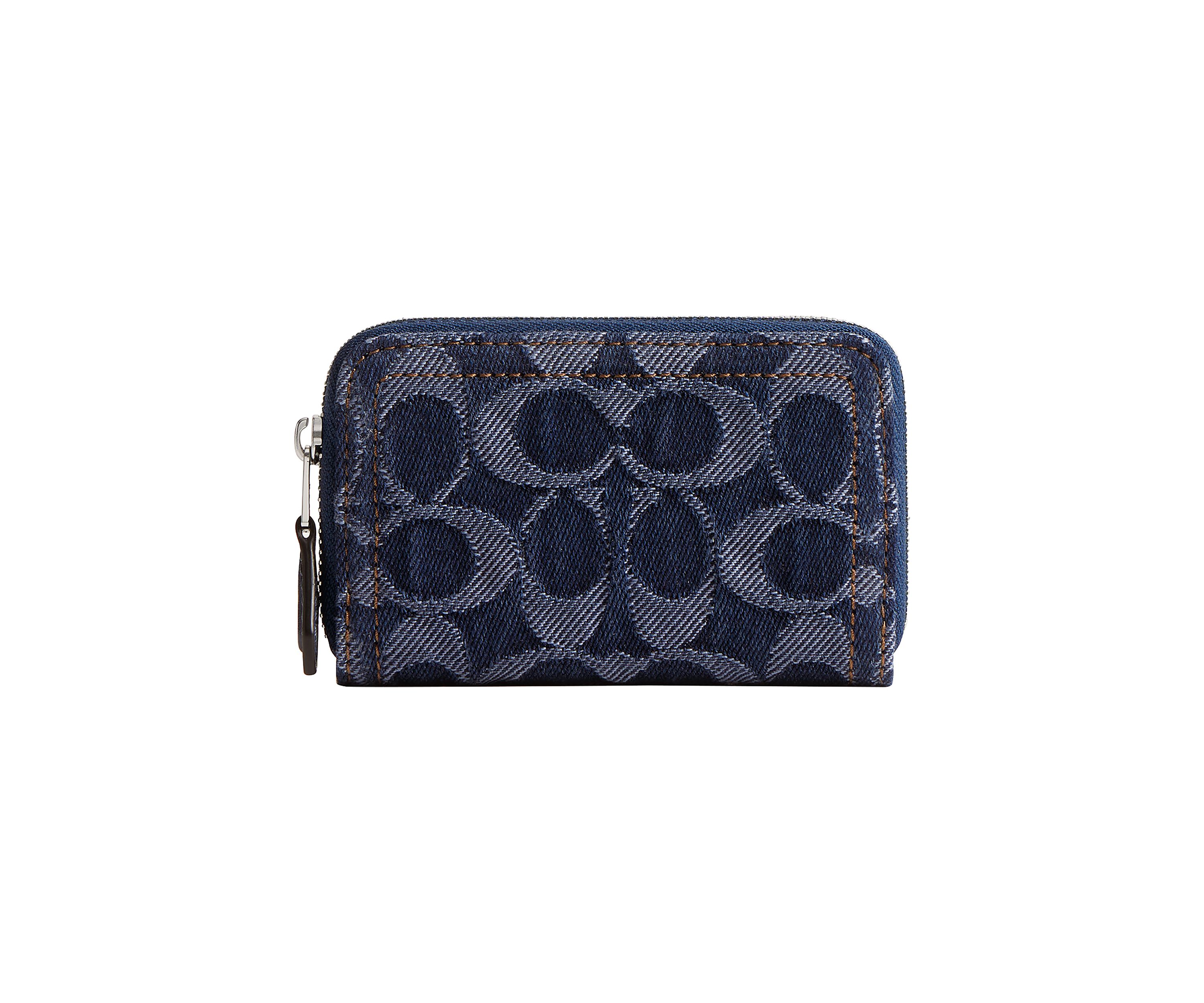 Essential Small Zip Around Card Case in Signature Denim