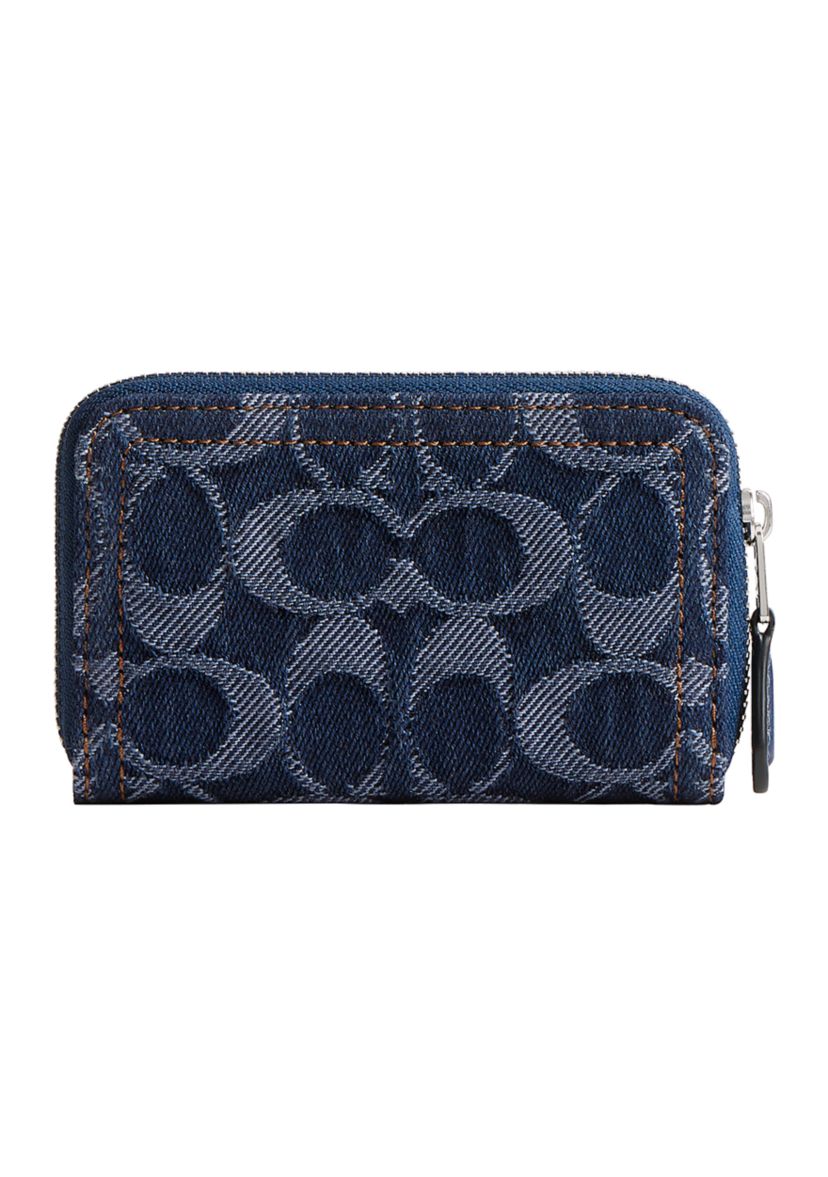 Essential Small Zip Around Card Case in Signature Denim