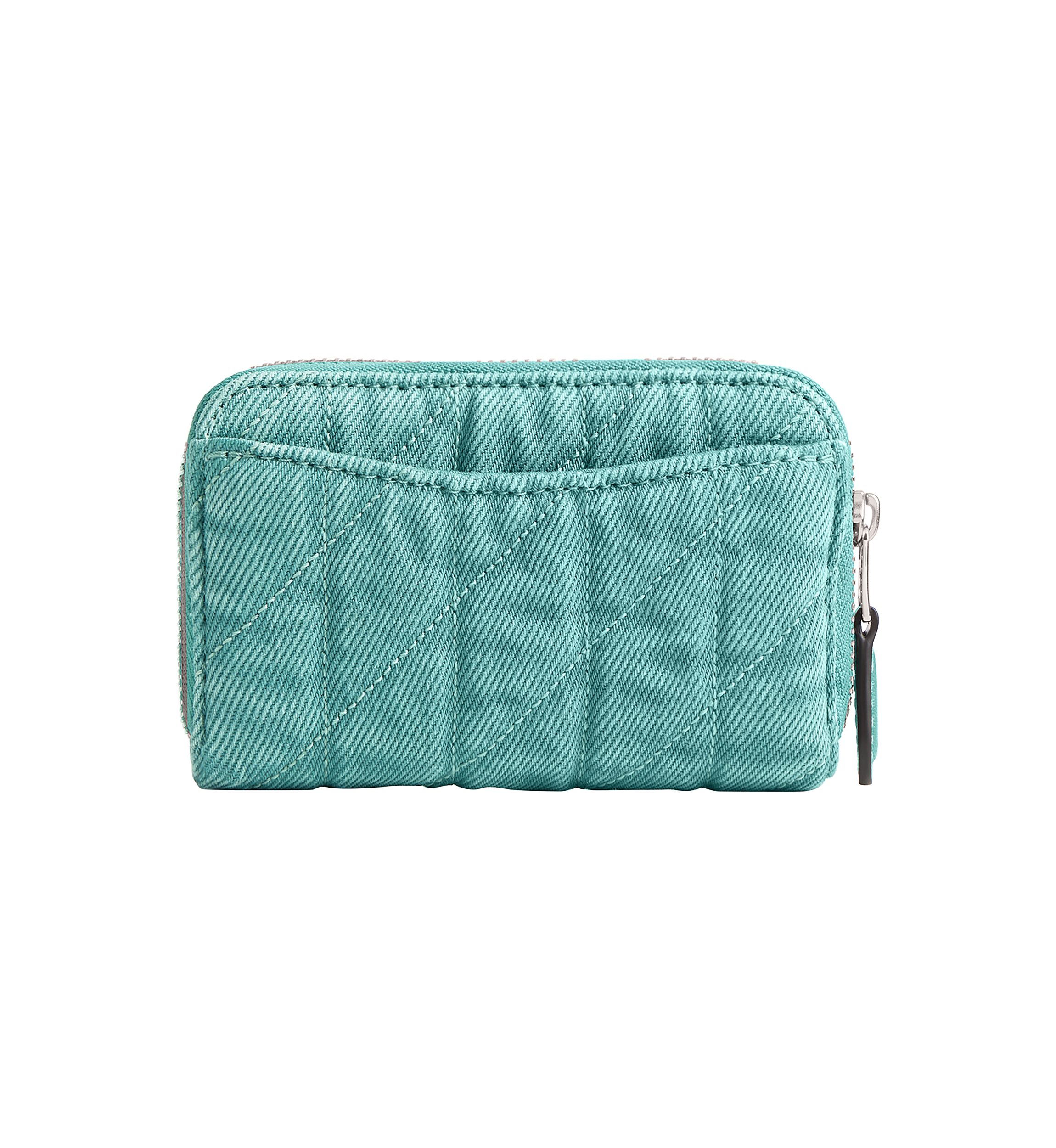 Colored Denim Small Zip Around Card Case with Quilting