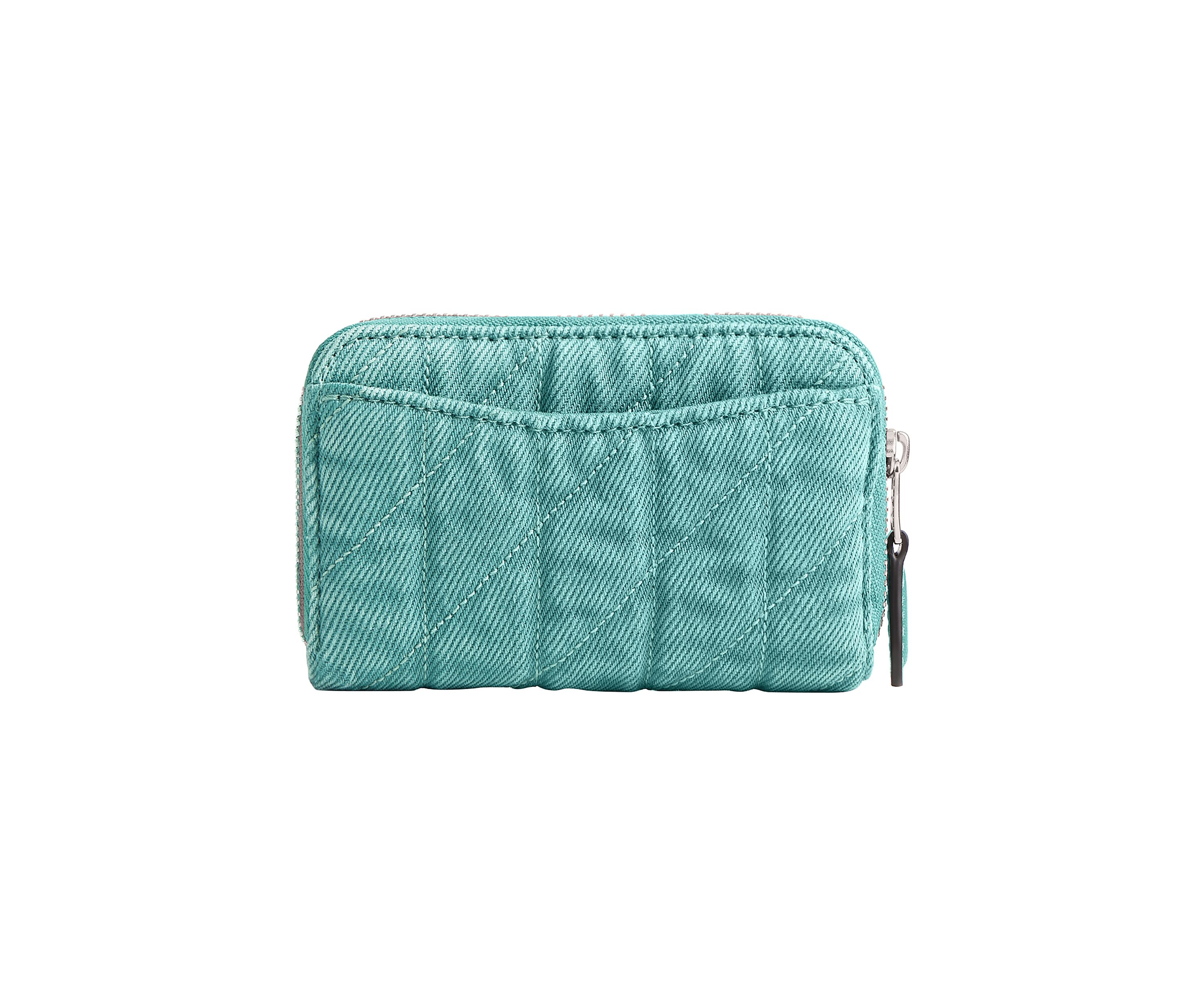 Colored Denim Small Zip Around Card Case with Quilting