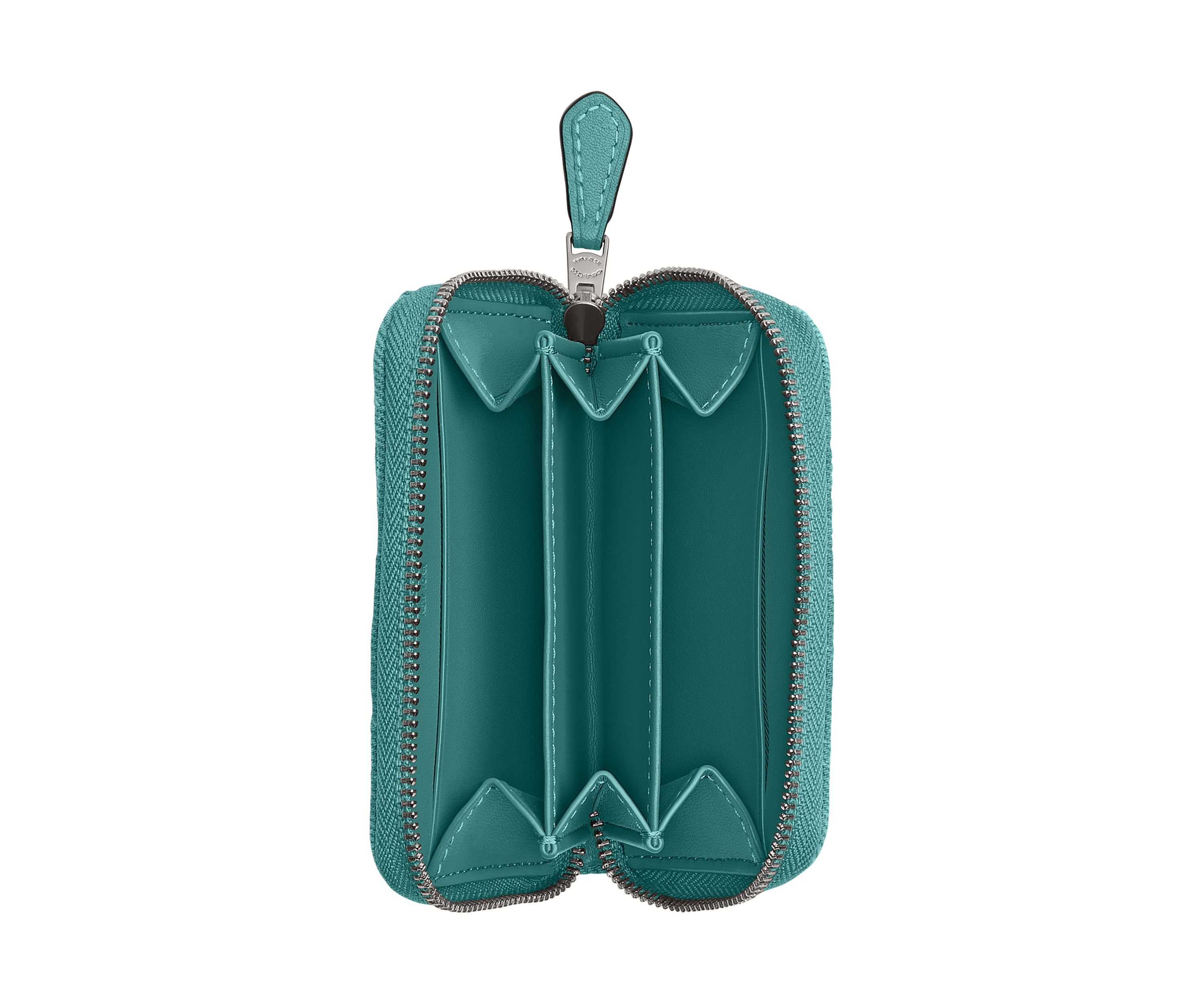 Colored Denim Small Zip Around Card Case with Quilting