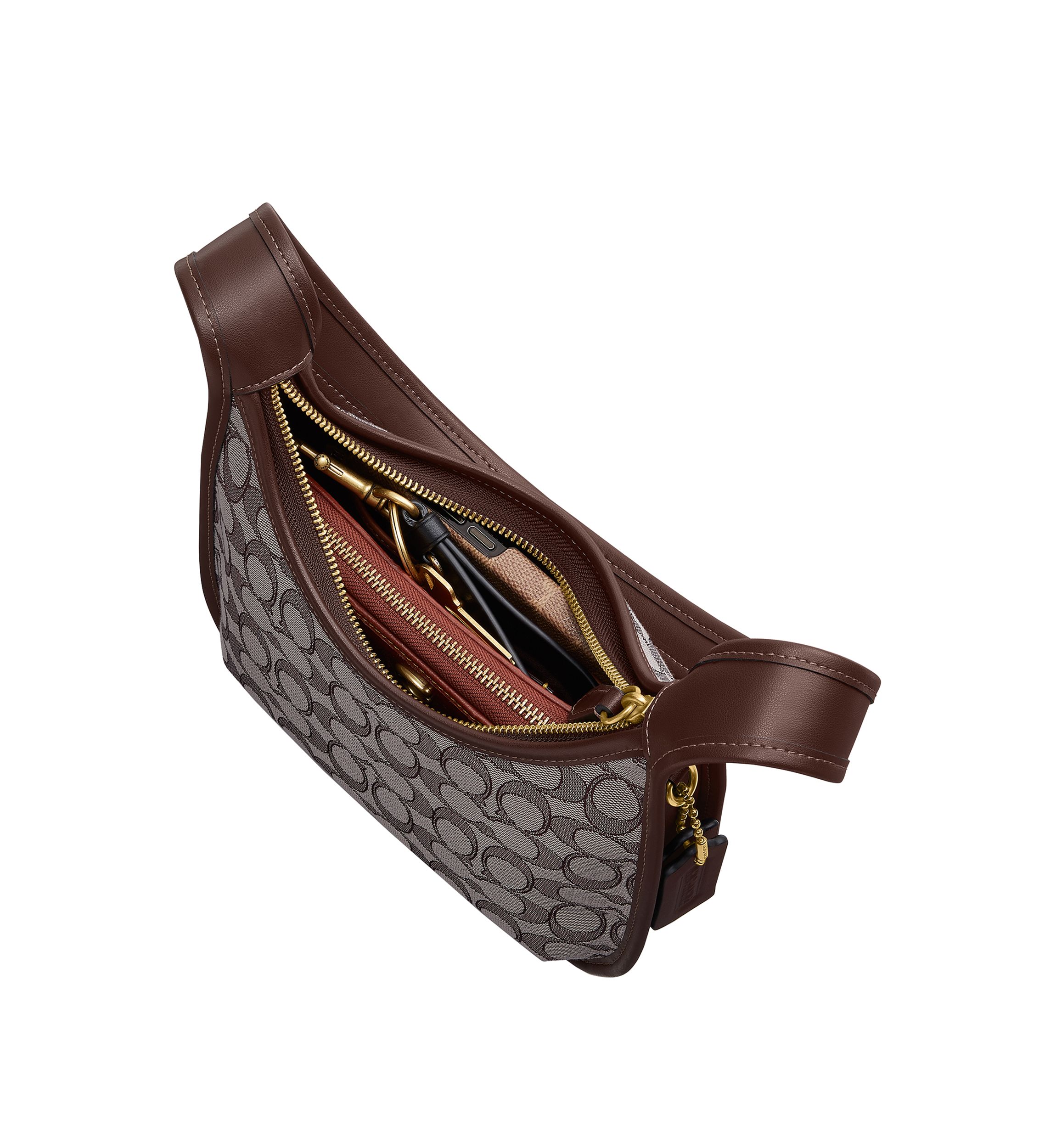 Curve Zip Bag in Signature Jacquard