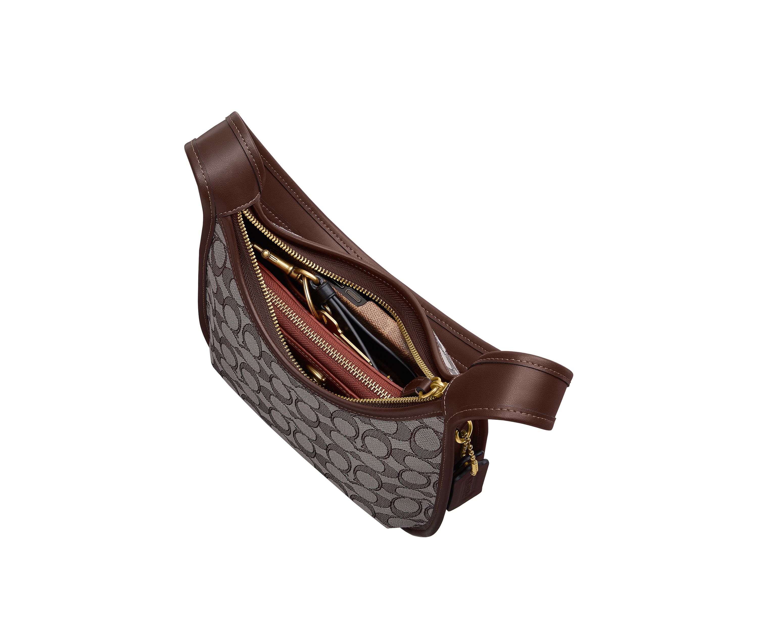 Curve Zip Bag in Signature Jacquard