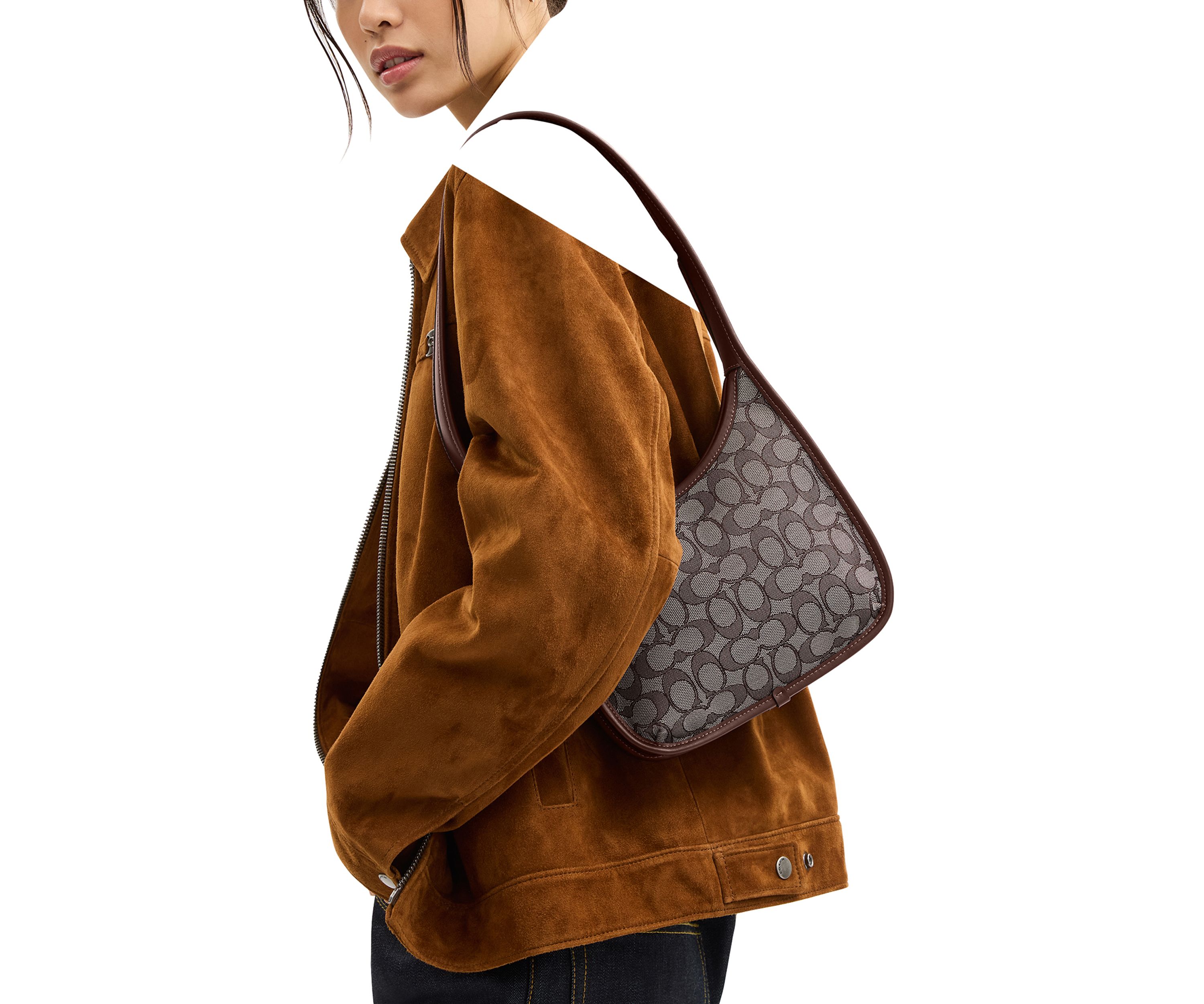 Curve Zip Bag in Signature Jacquard