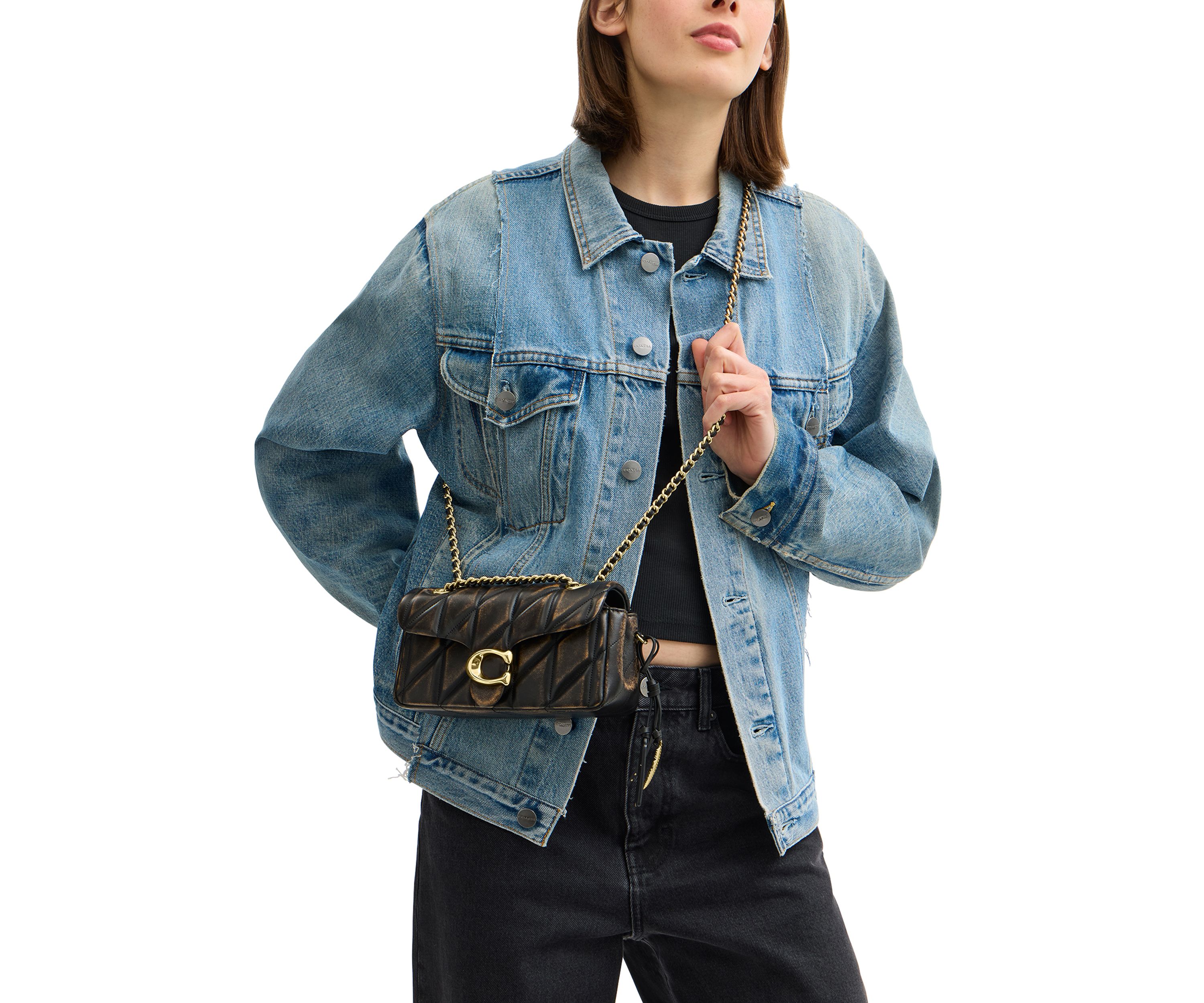 Tabby Shoulder Bag 20 in Loved Leather with Quilting