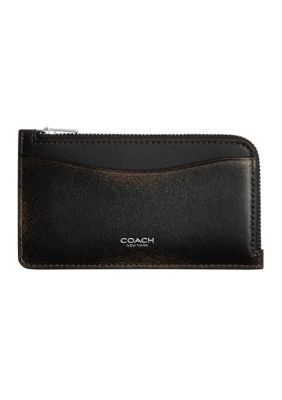 COACH Women's Loved Leather New York Zip Card Case, Brown