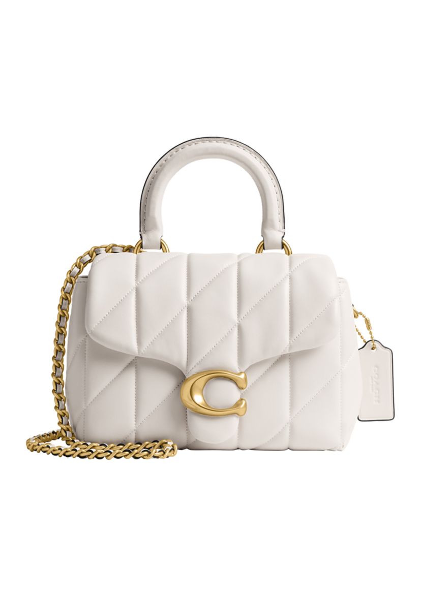 バッグ Coach Tabby Top Handle 20 White Leather COACH Quilted Leather Tabby Top Handle 20 | Belk