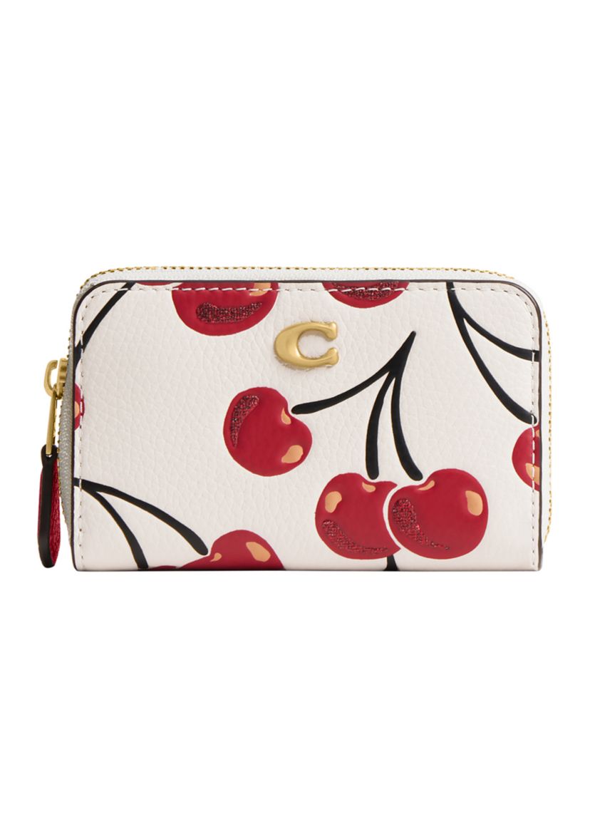 Boxed Essential Small Zip Around Card Case with Cherry Print