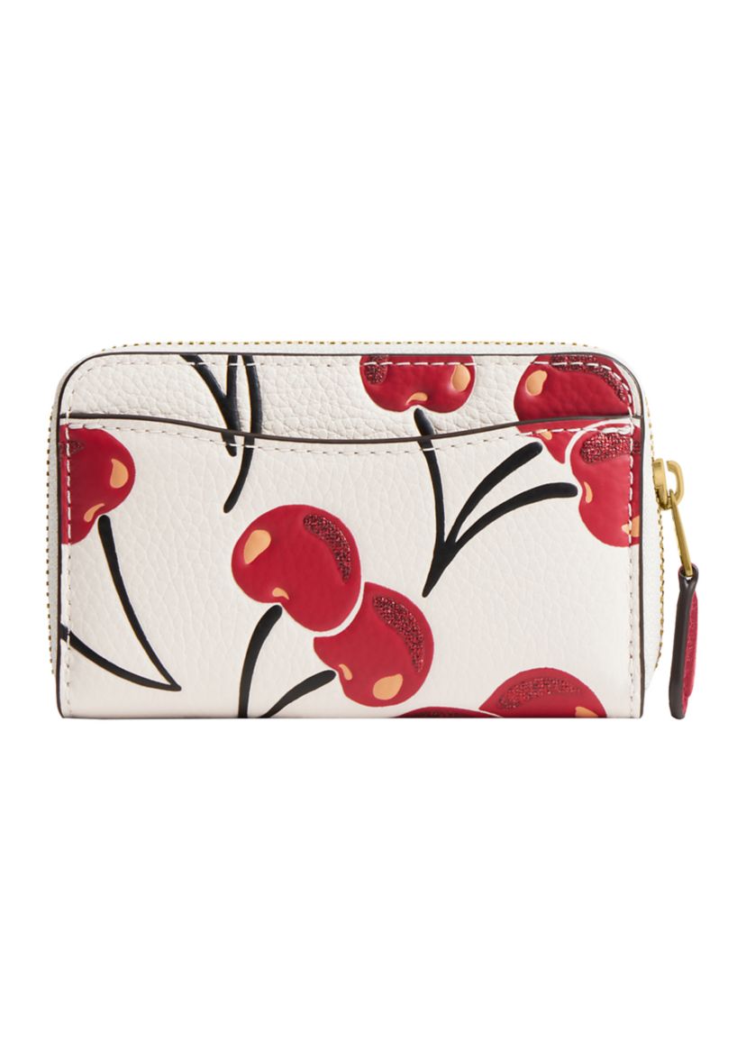 Boxed Essential Small Zip Around Card Case with Cherry Print
