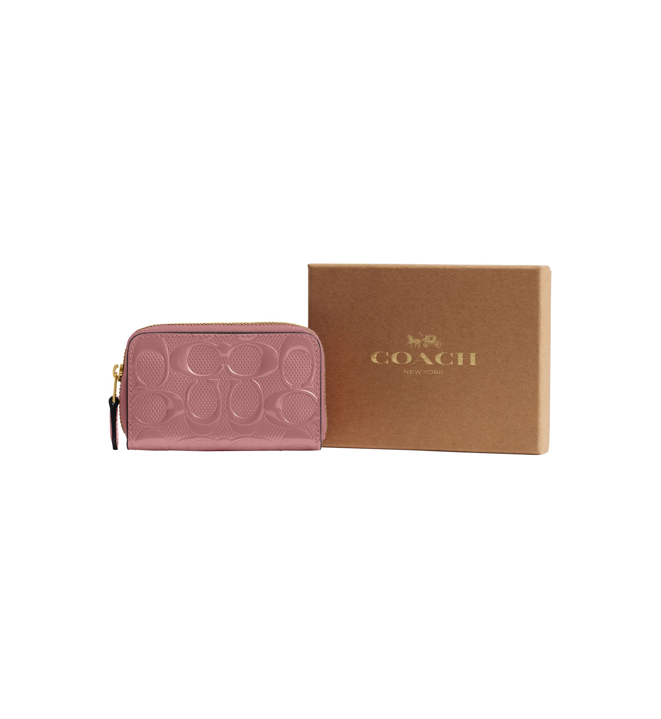 COACH Boxed Essential Small Zip Around Card Case with Cherry Print