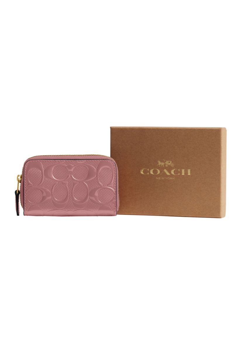 COACH Boxed Essential Small Zip Around Card Case with Cherry Print