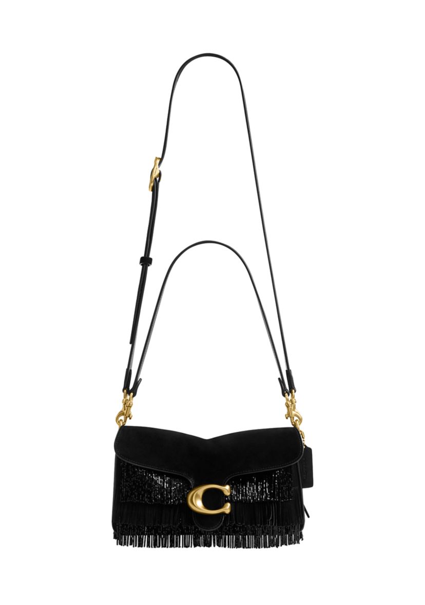 Tabby Shoulder Bag with Crystal Beaded Fringe