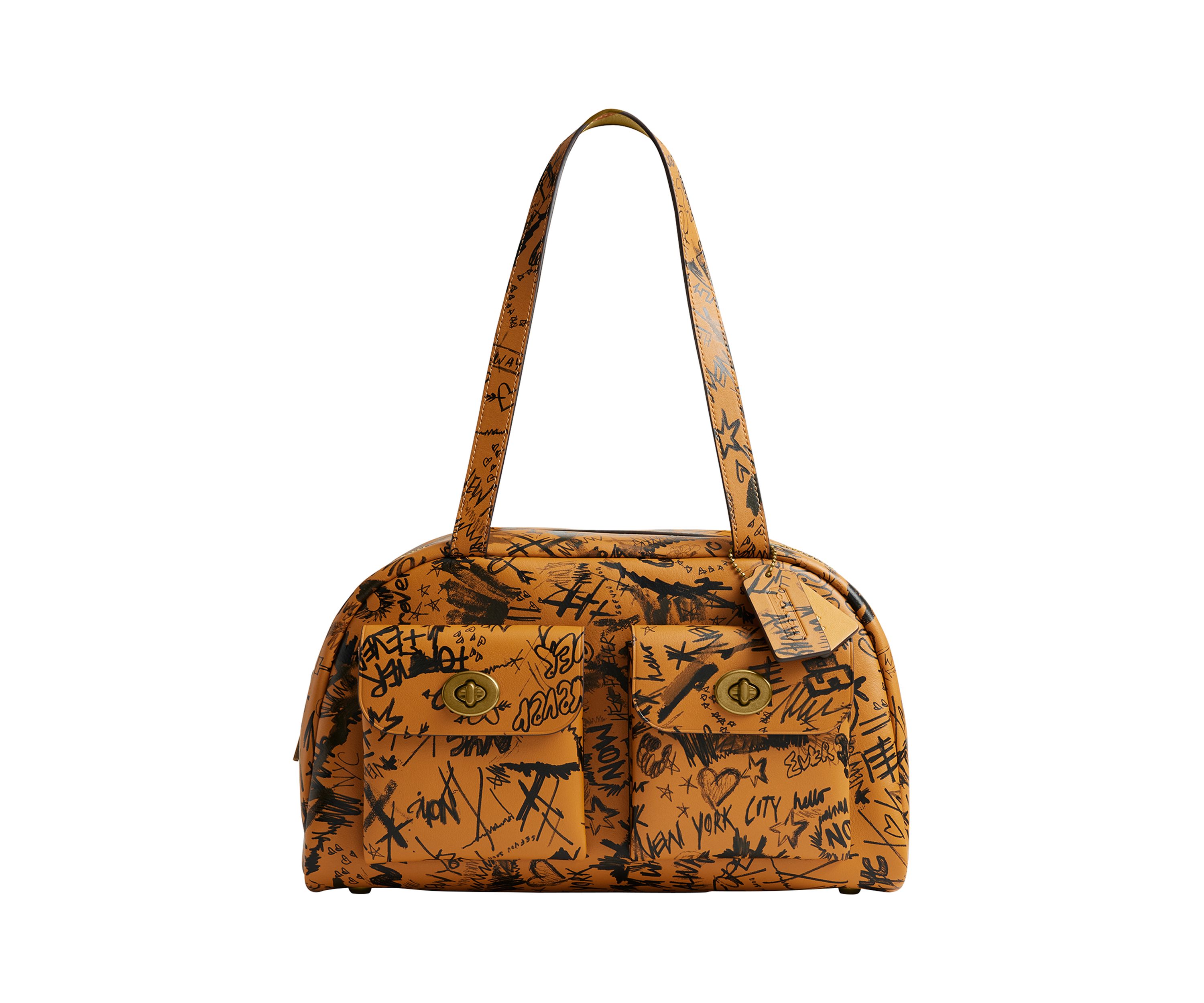 Twin Turnlock Bag with Graffiti Print