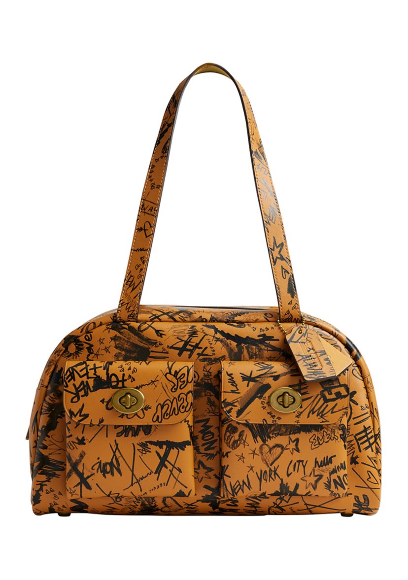 Twin Turnlock Bag with Graffiti Print