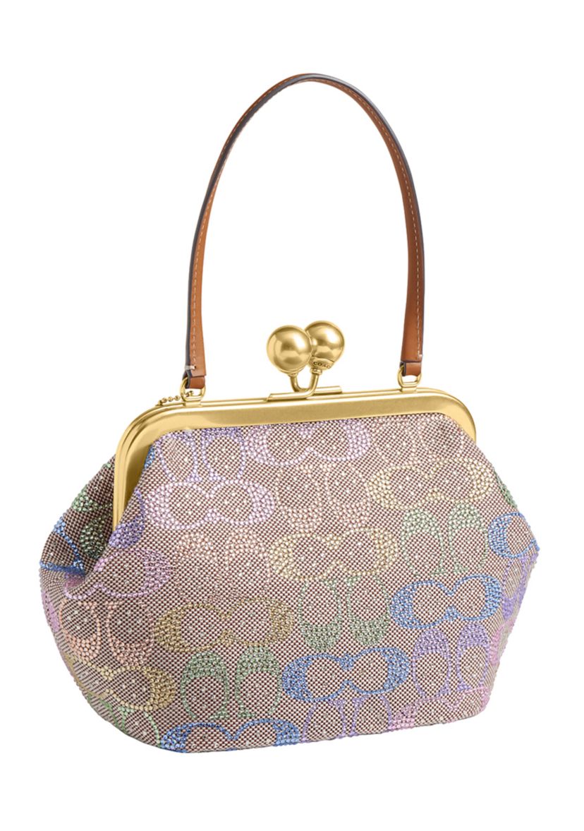 COACH Kisslock Frame Bag in Crystal Signature Jacquard | Belk