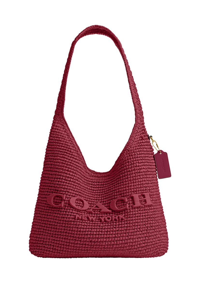 COACH Refined Weave Straw Brooklyn Shoulder Bag | Belk